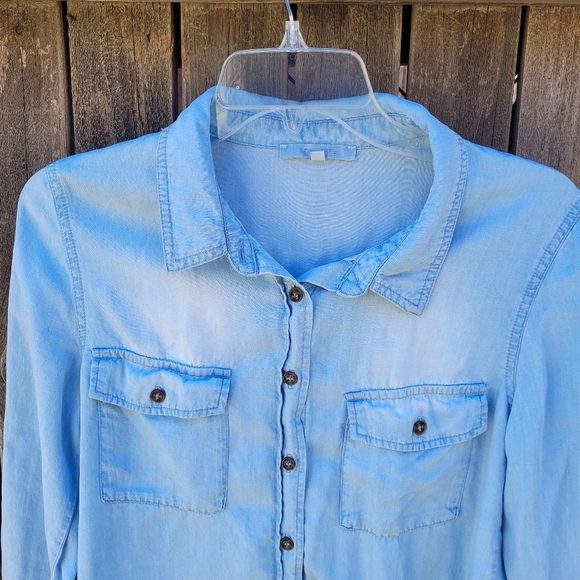 Love Tree Sky Blue Denim Shirt Womens Size M - Picture 4 of 16